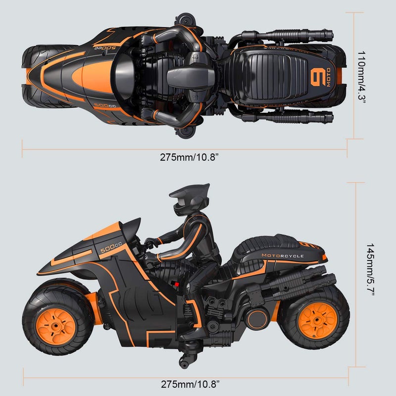 Karoter Remote Control Motorcycles, 360Â° Spinning Action Rotating Drift Stunt Motorbike 2WD High Speed Rc Motorbikes 2.4Ghz Radio Control Motorcyle with Riding Figure Toys for Kids Boys - Image 3